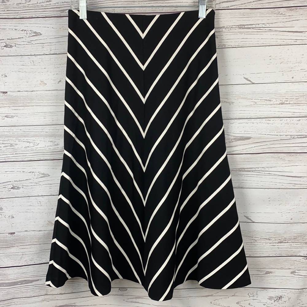 WHBM Chevron Striped A-Line Ponte Midi Skirt 4